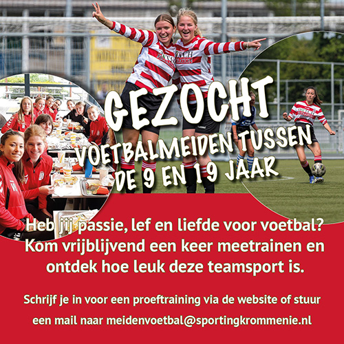 Sporting Krommenie zoekt meiden 