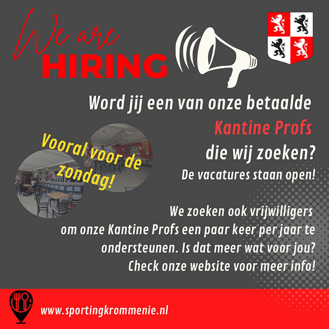 Sporting Krommenie nog op zoek naar kantine profs en vrijwilligers