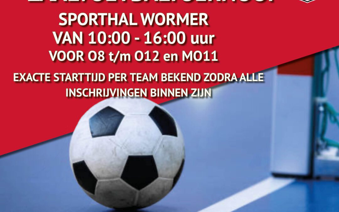 Vrijdag 6 januari zaalvoetbaltoernooi voor JO8 t/m JO12 en MO11