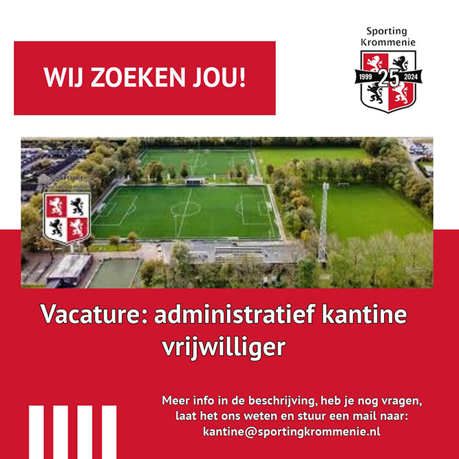 Vacature administratief kantine vrijwilliger