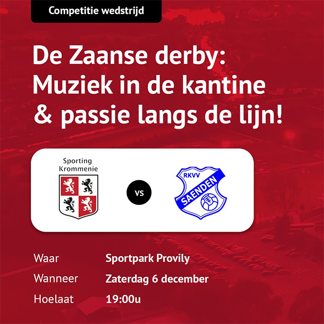 Kom je kijken bij de Zaanse Derby?